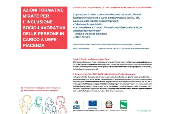 Azioni formative mirate per l'inclusione socio-lavorativa delle persone in carico a UEPE PIACENZA