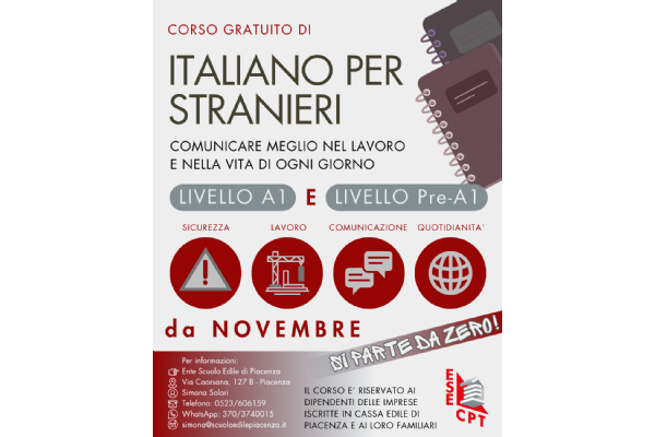 Corso GRATUITO di Italiano per Stranieri – Livello A1 o PRE- A1